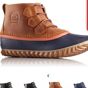 Sorel Short Rain Duck Weather Boot, womens, pink and navy